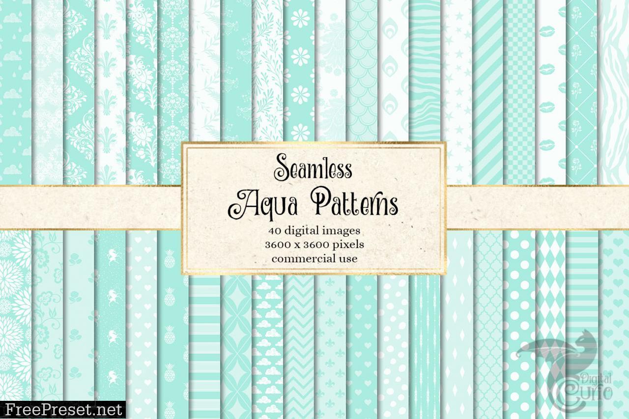 Aqua Patterns Digital Paper