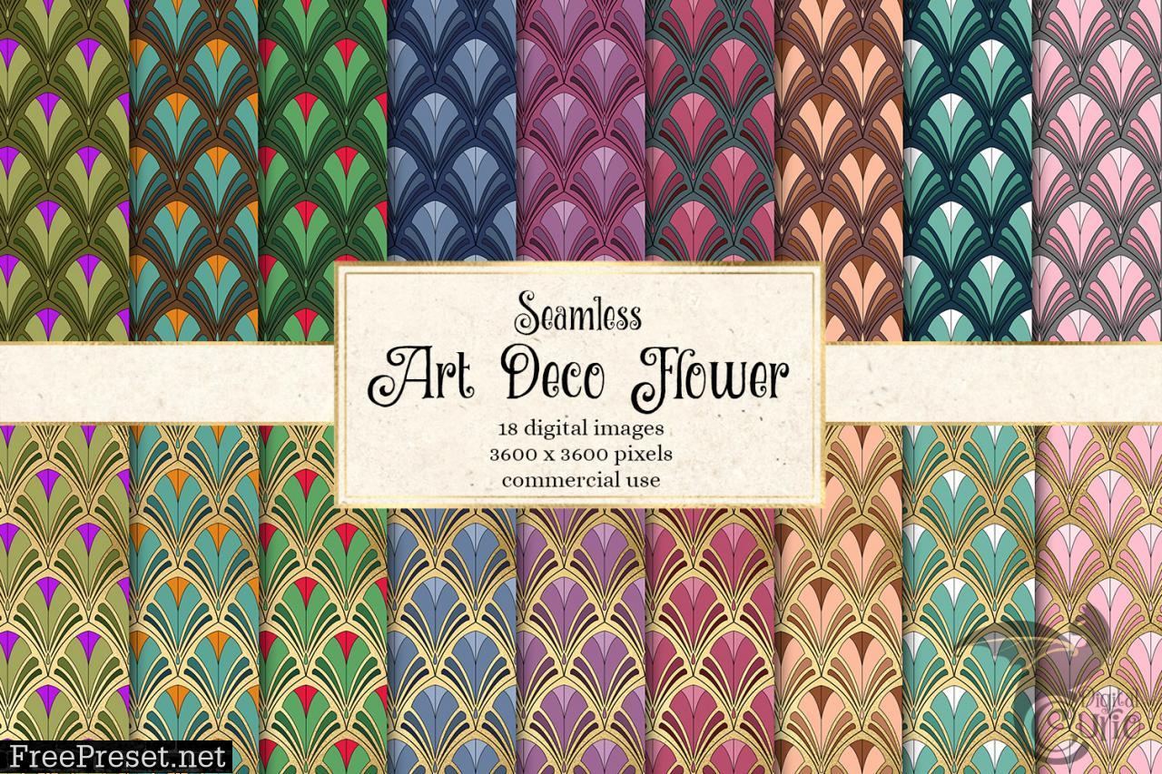 Art Deco Flower Digital Paper