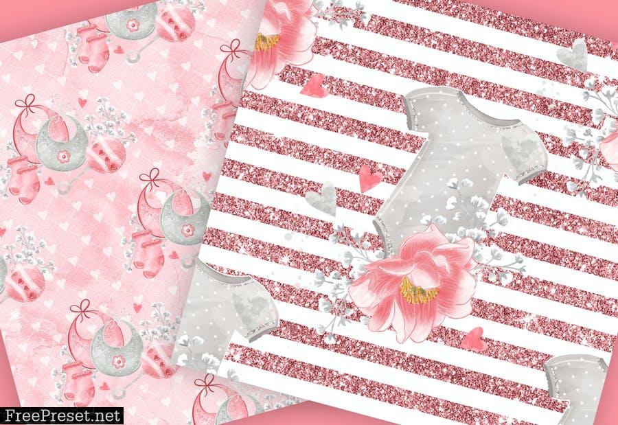 Baby Girl digital paper pack 5JH7U4C