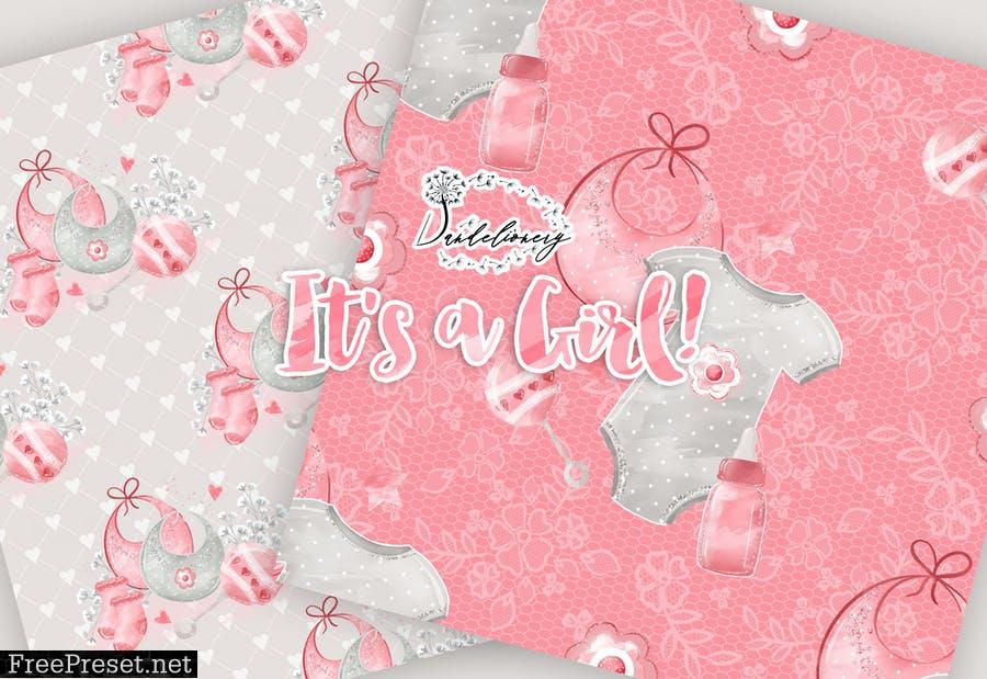 Baby Girl digital paper pack 5JH7U4C