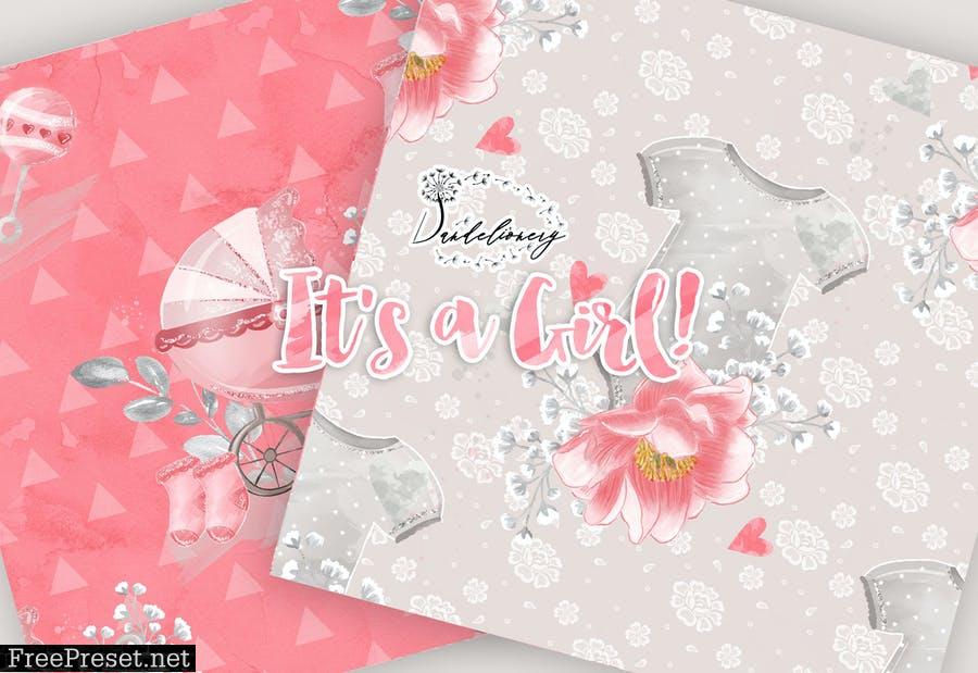 Baby Girl digital paper pack 5JH7U4C