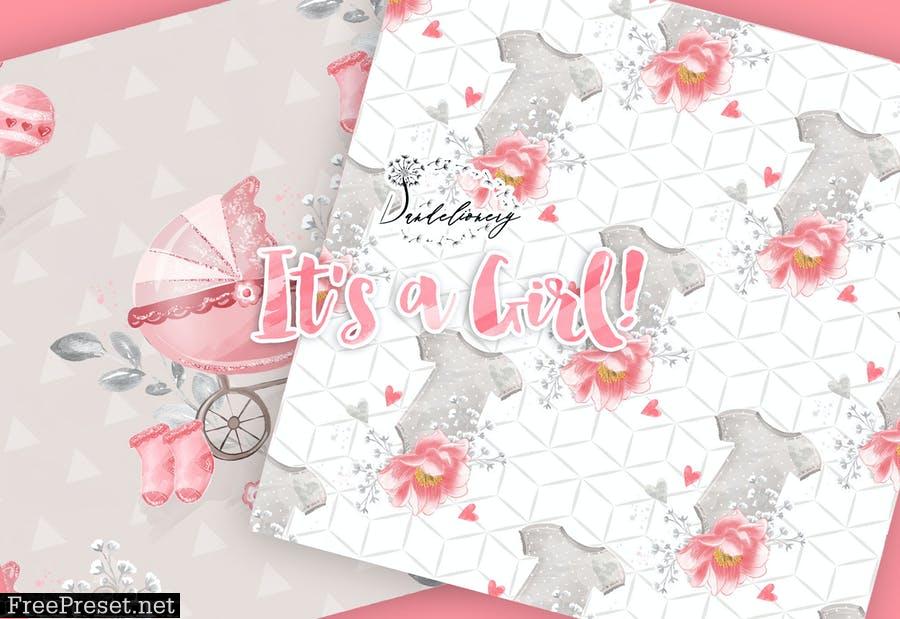 Baby Girl digital paper pack 5JH7U4C