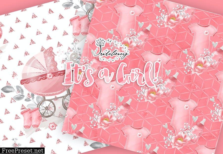 Baby Girl digital paper pack 5JH7U4C