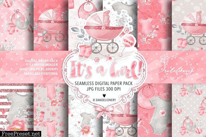 Baby Girl digital paper pack 5JH7U4C