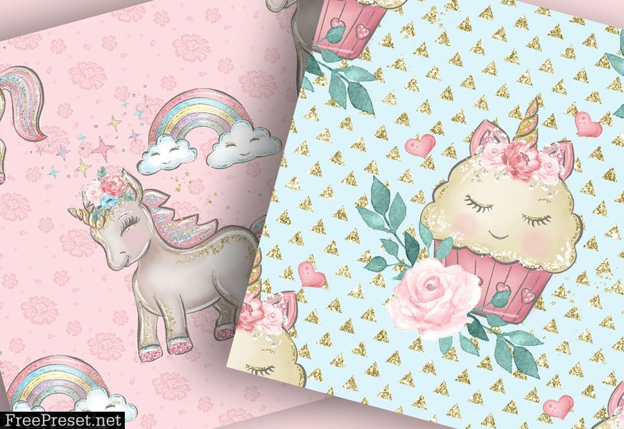 Baby Unicorn digital paper pack 9LMN969