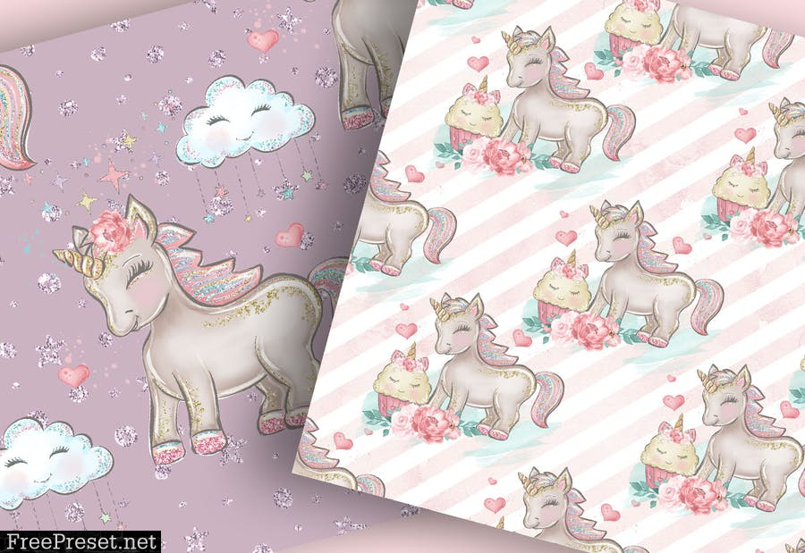 Baby Unicorn digital paper pack 9LMN969