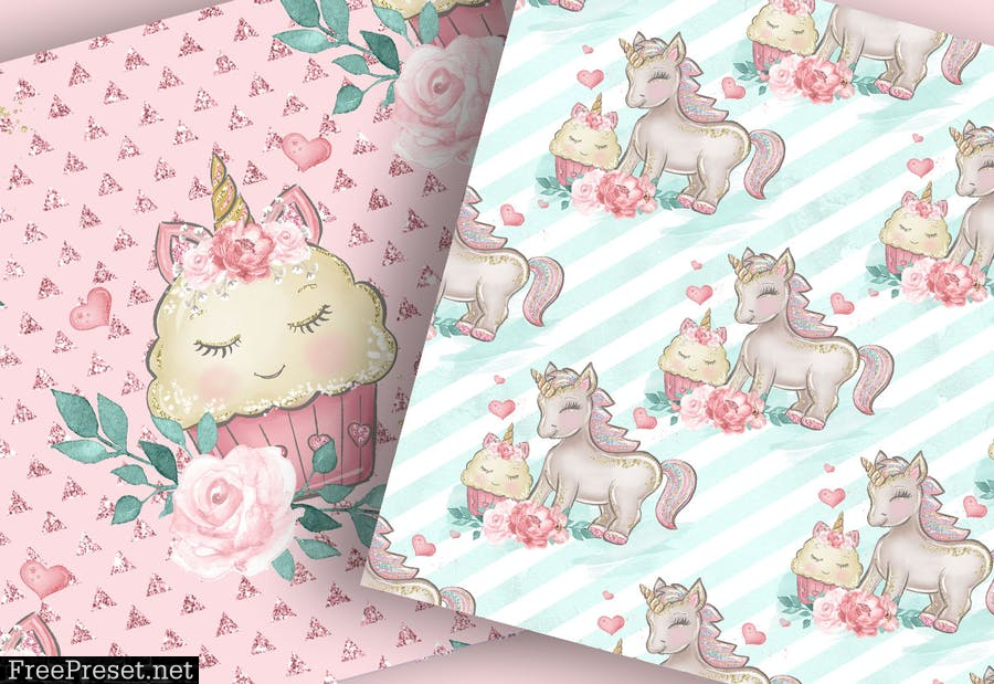 Baby Unicorn digital paper pack 9LMN969