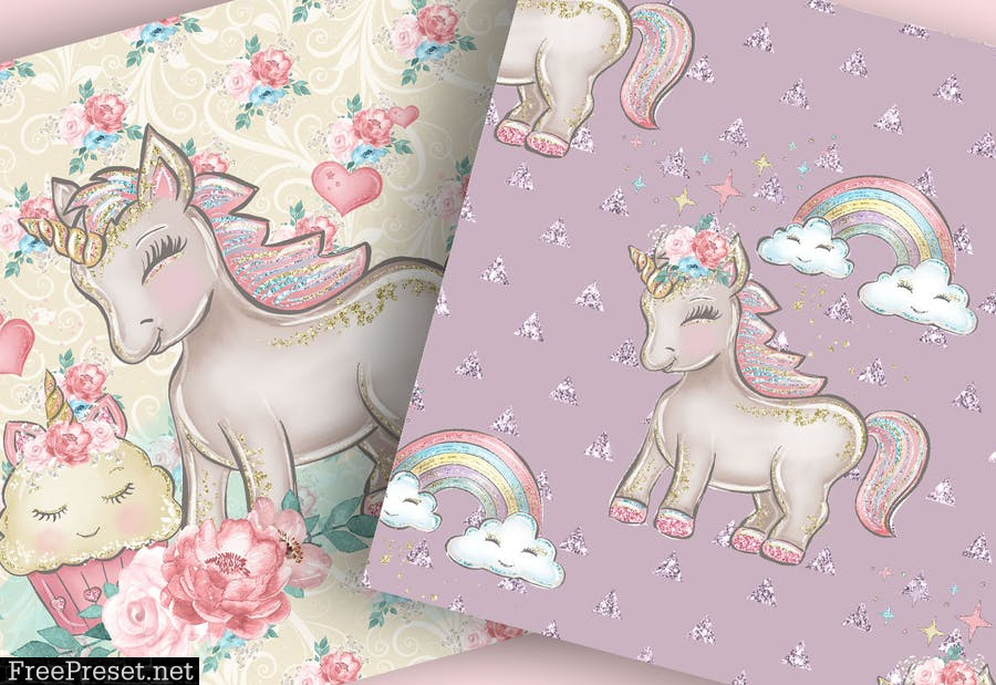 Baby Unicorn digital paper pack 9LMN969