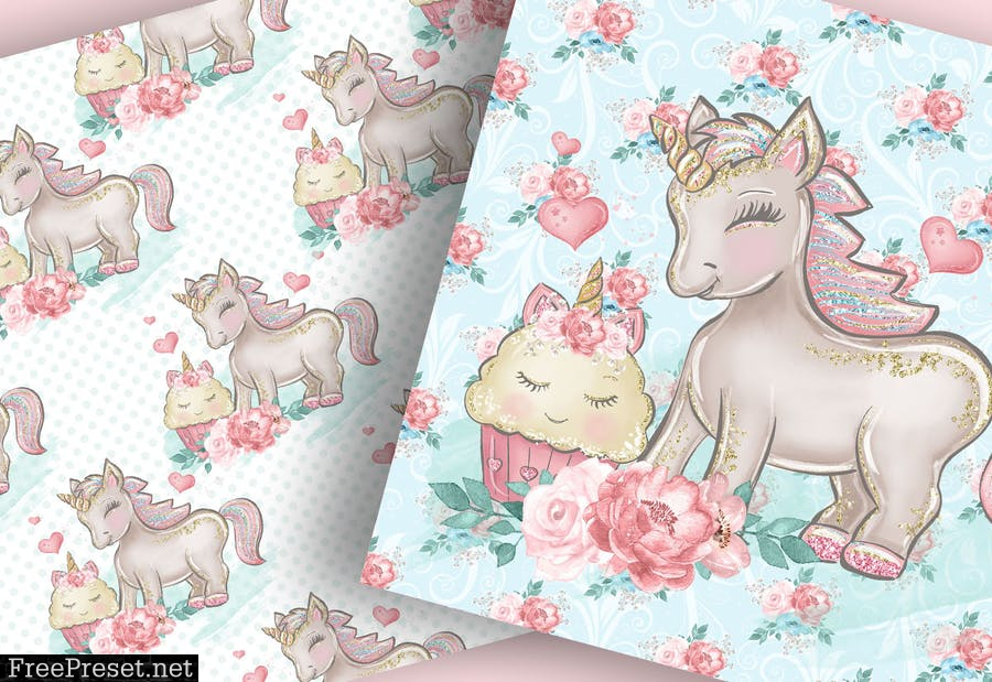 Baby Unicorn digital paper pack 9LMN969