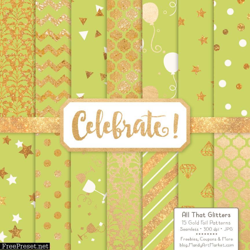 Bamboo Celebrate Gold Digital Paper Set