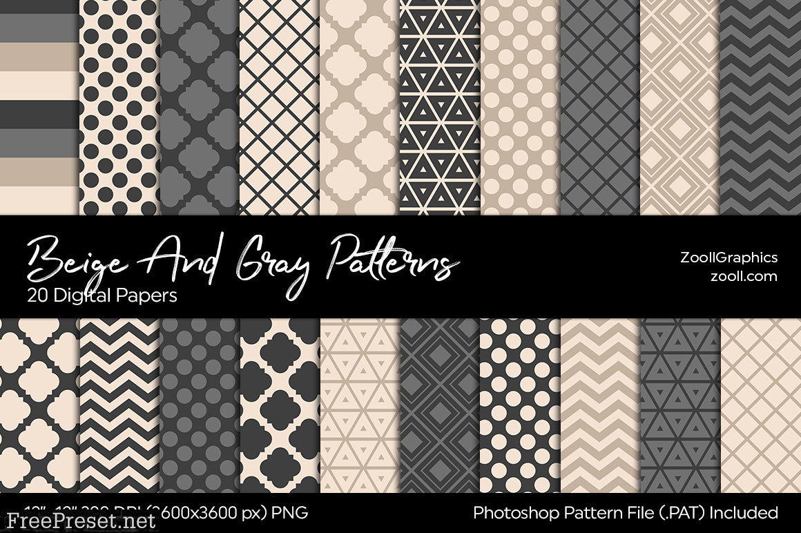 Beige and Grey Digital Papers