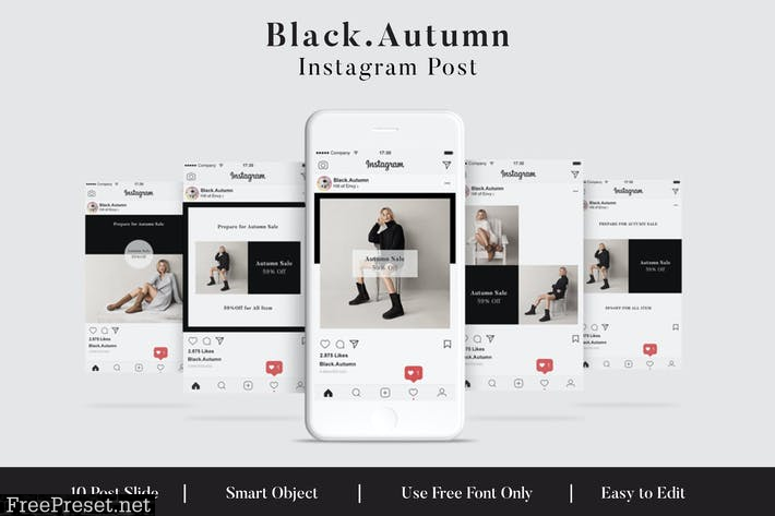 Black . Autumn Social Media Post Vol.1 P5SQV3Q