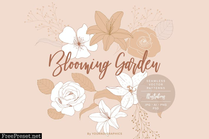 Blooming Garden Floral Patterns Q4ERRNL