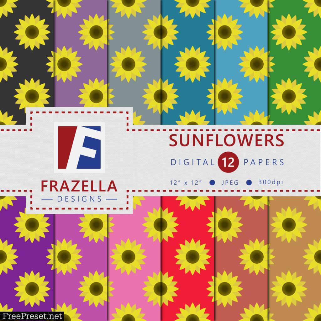 Blooming Sunflowers Digital Paper