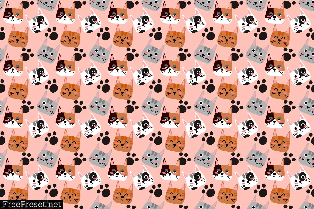 Cat Face Seamless Pattern