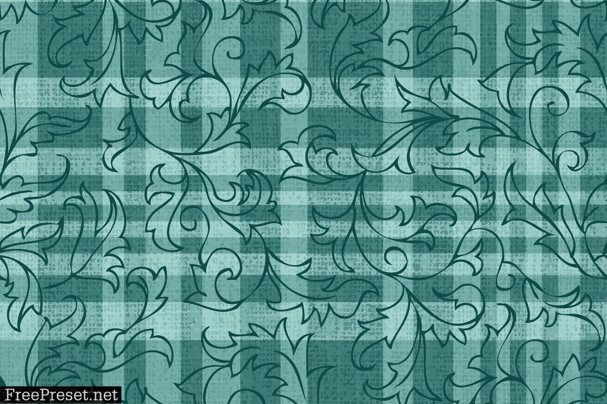 Checkered Background with Holly Outline