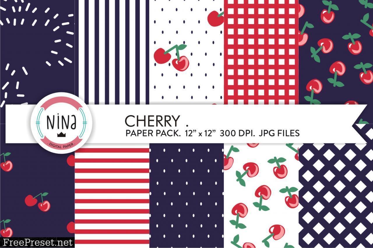 Cherry Digital Paper Pack, Cherries