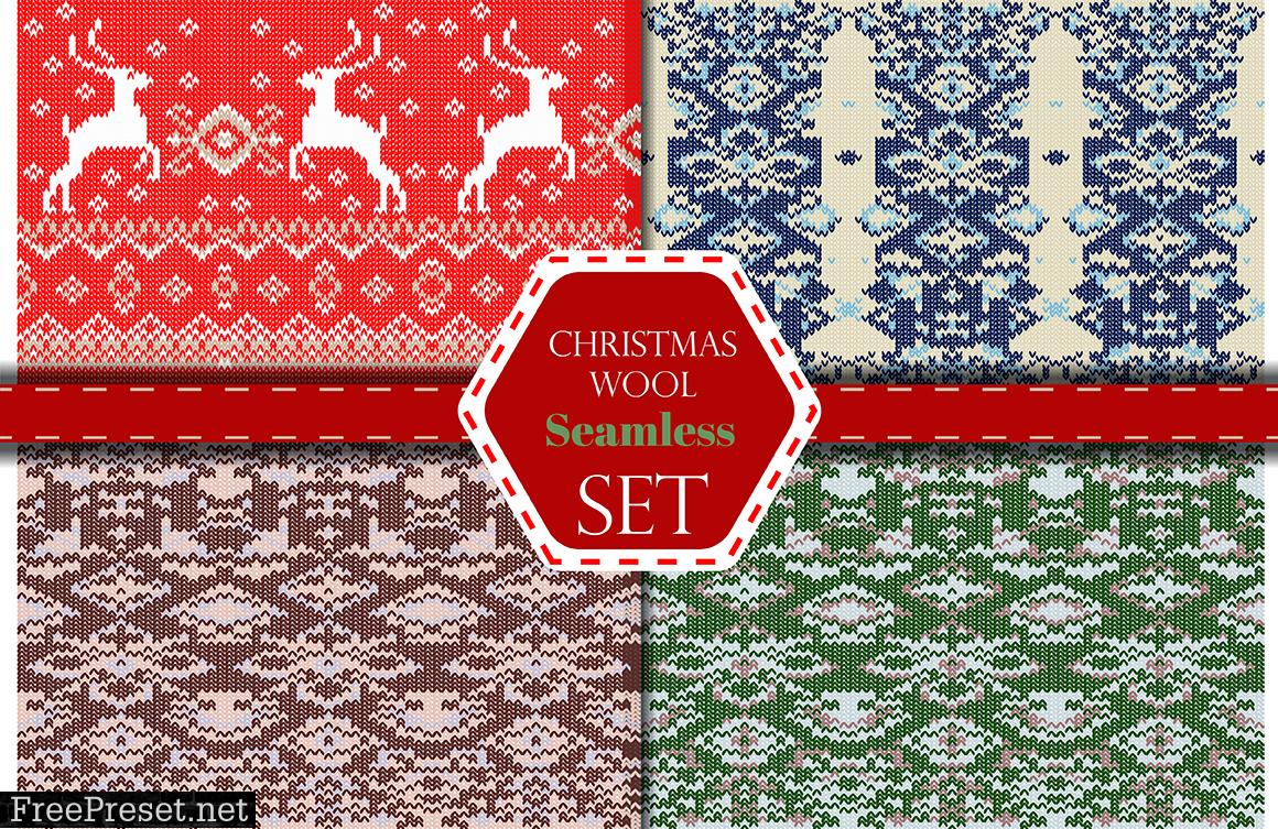 Christmas Wool Seamless Pattern Set