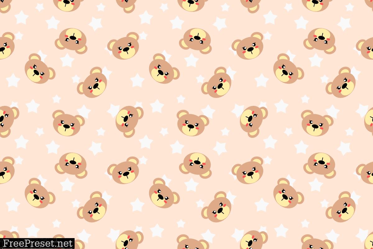 Cute Bear and Star Seamless Pattern