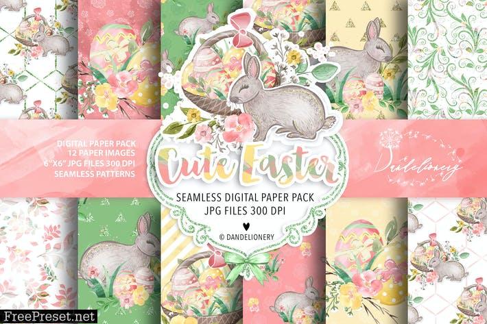 Cute Easter digital paper pack SHHRJ4S