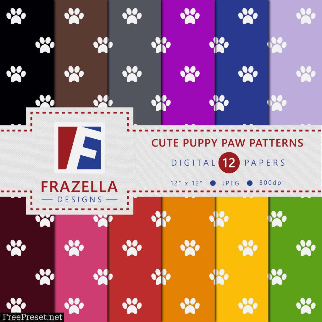 Cute Puppy Paws Digital Paper Collection