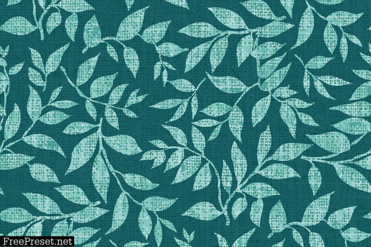 Dark Mint Leafy Pattern with Texture