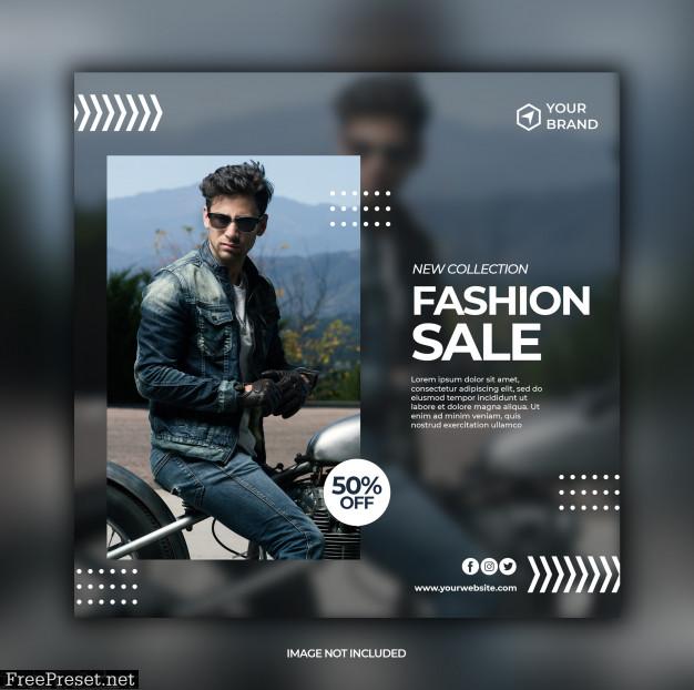 Fashion sale social media post and web square banner template