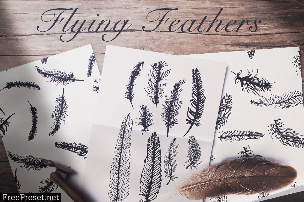 Flying Feathers Seamless Patterns