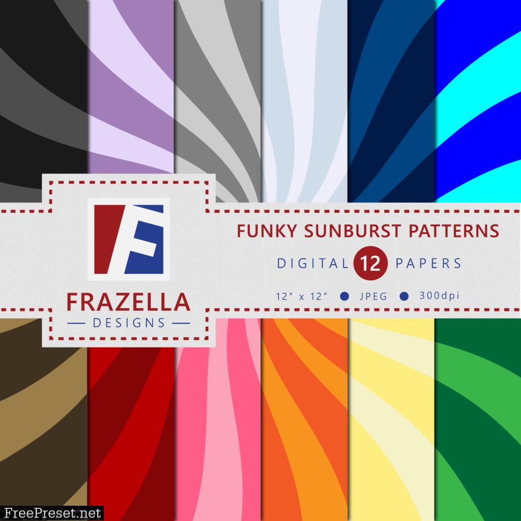 Funky Sunburst Pattern Digital Paper Collection