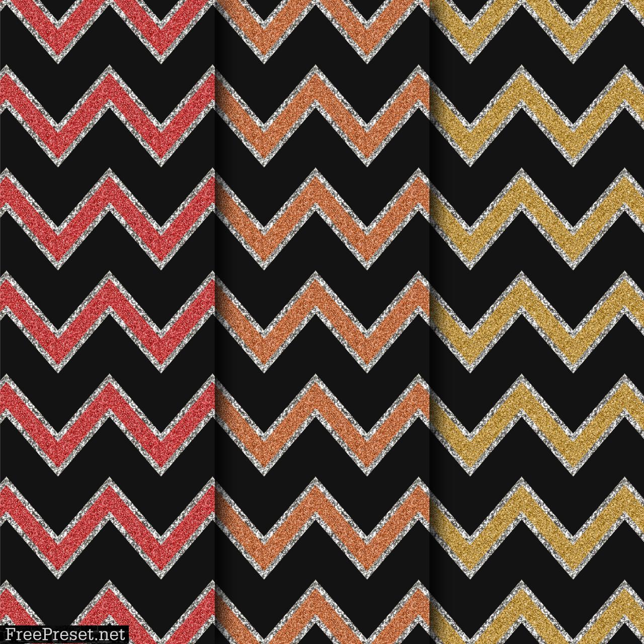 Glitter Chevron Pattern Digital Paper Collection