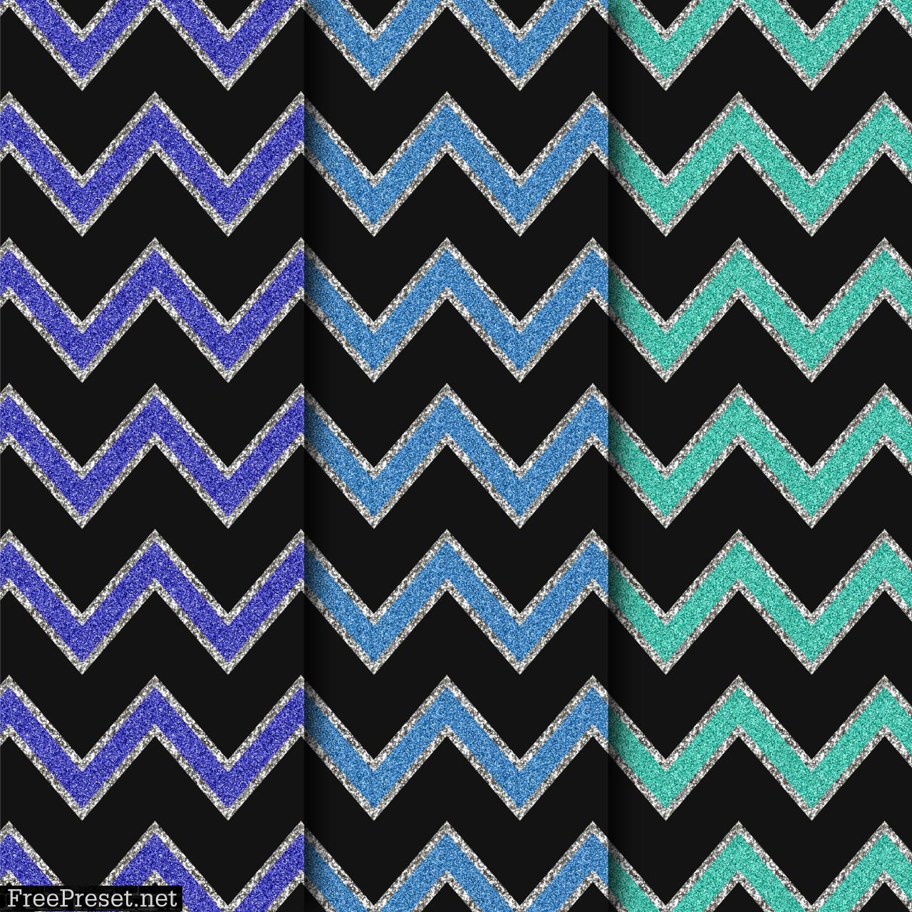 Glitter Chevron Pattern Digital Paper Collection