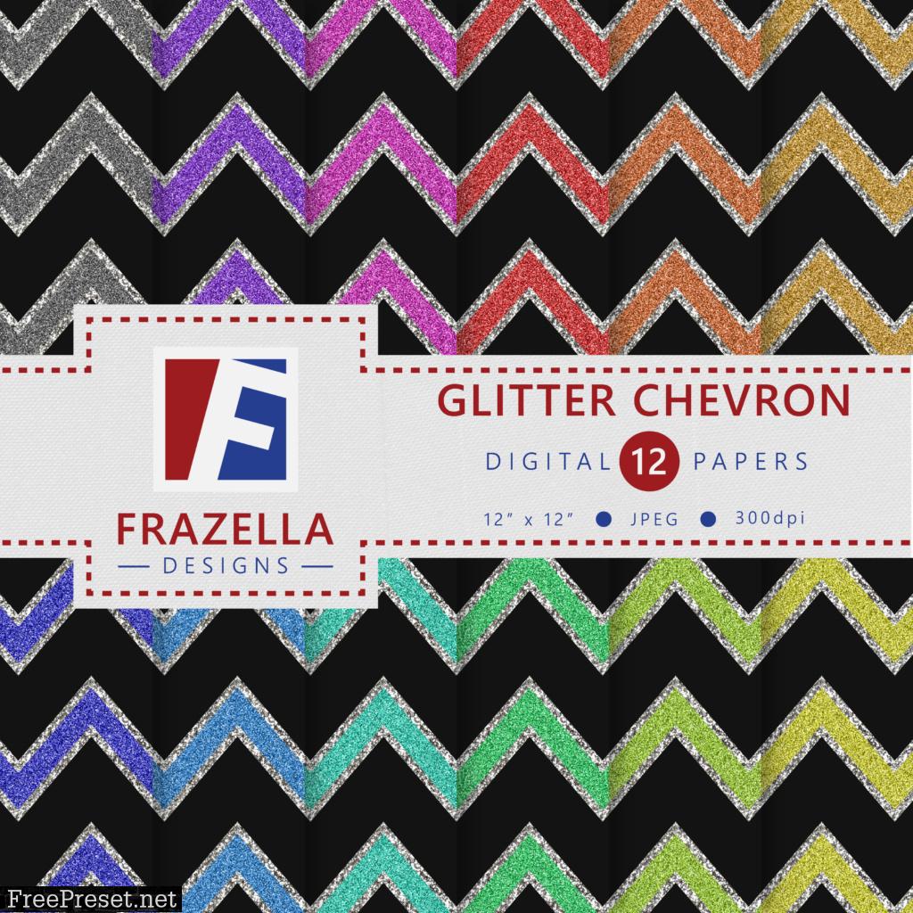 Glitter Chevron Pattern Digital Paper Collection