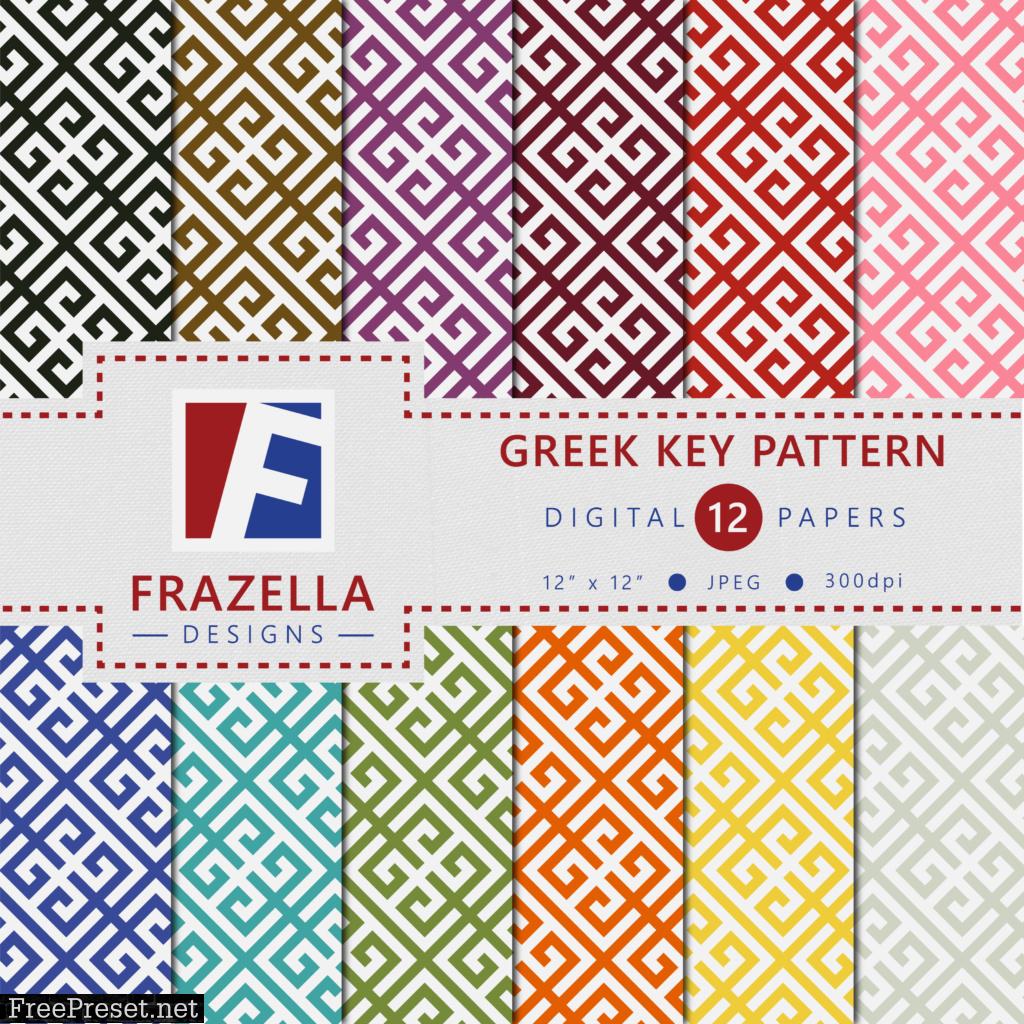 Greek Key Pattern Digital Paper Collection