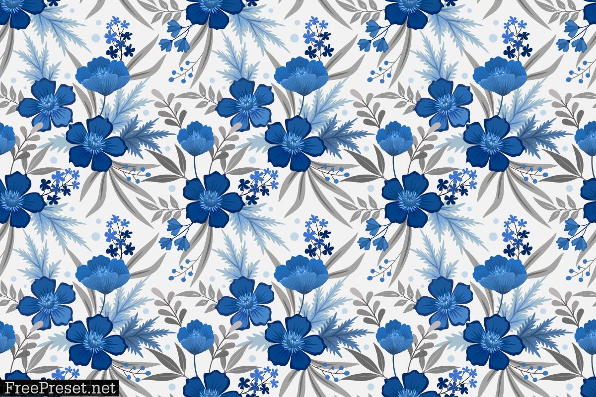 Hand Draw Flowers Seamless Pattern.