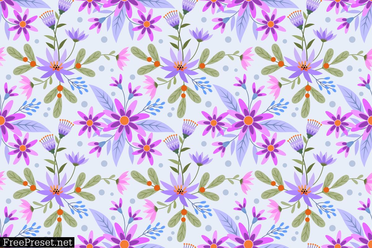 Hand Draw Flowers Seamless Pattern