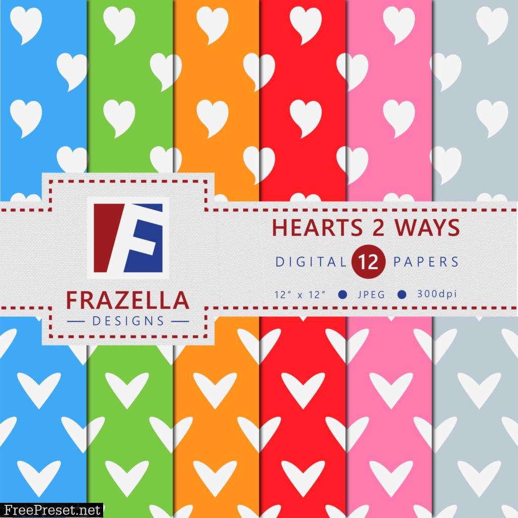 Hearts 2  Ways Pattern Digital Paper Collection