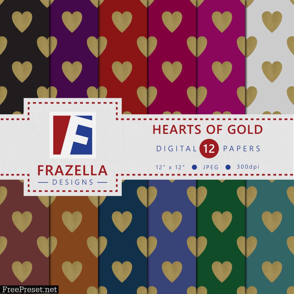 Hearts of Gold Digital Paper Collection