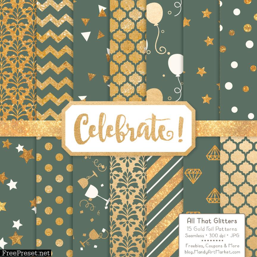 Hemlock Celebrate Gold Digital Paper Set