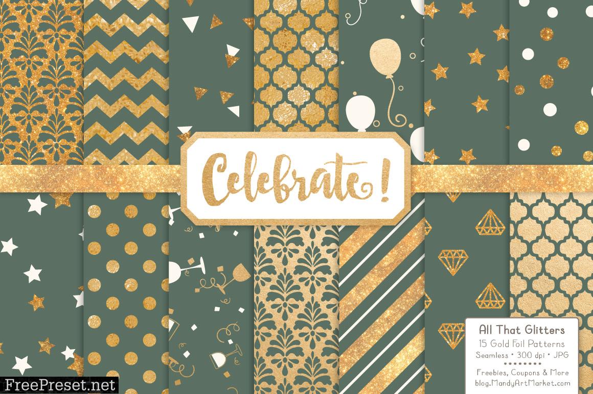 Hemlock Celebrate Gold Digital Paper Set