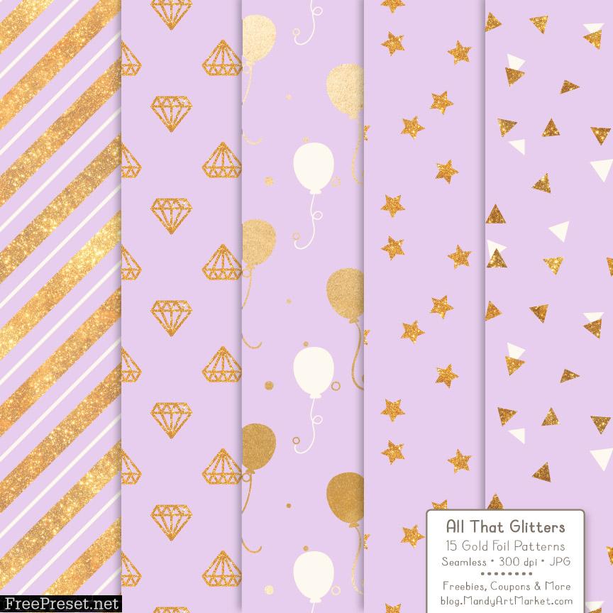 Lavender Celebrate Gold Digital Paper Set