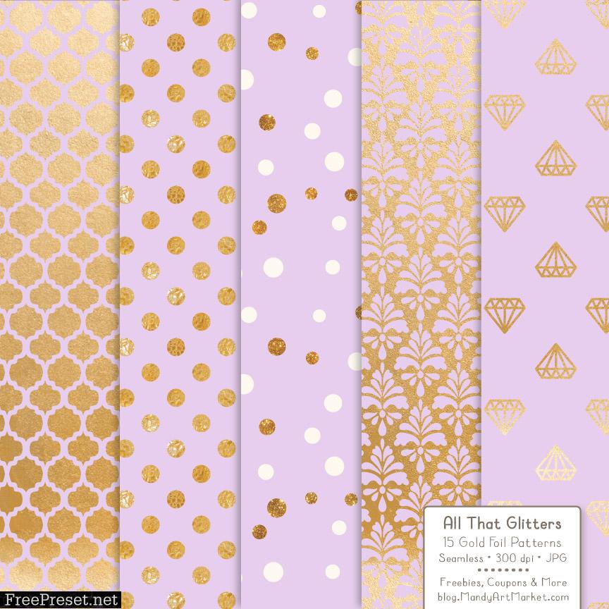 Lavender Celebrate Gold Digital Paper Set