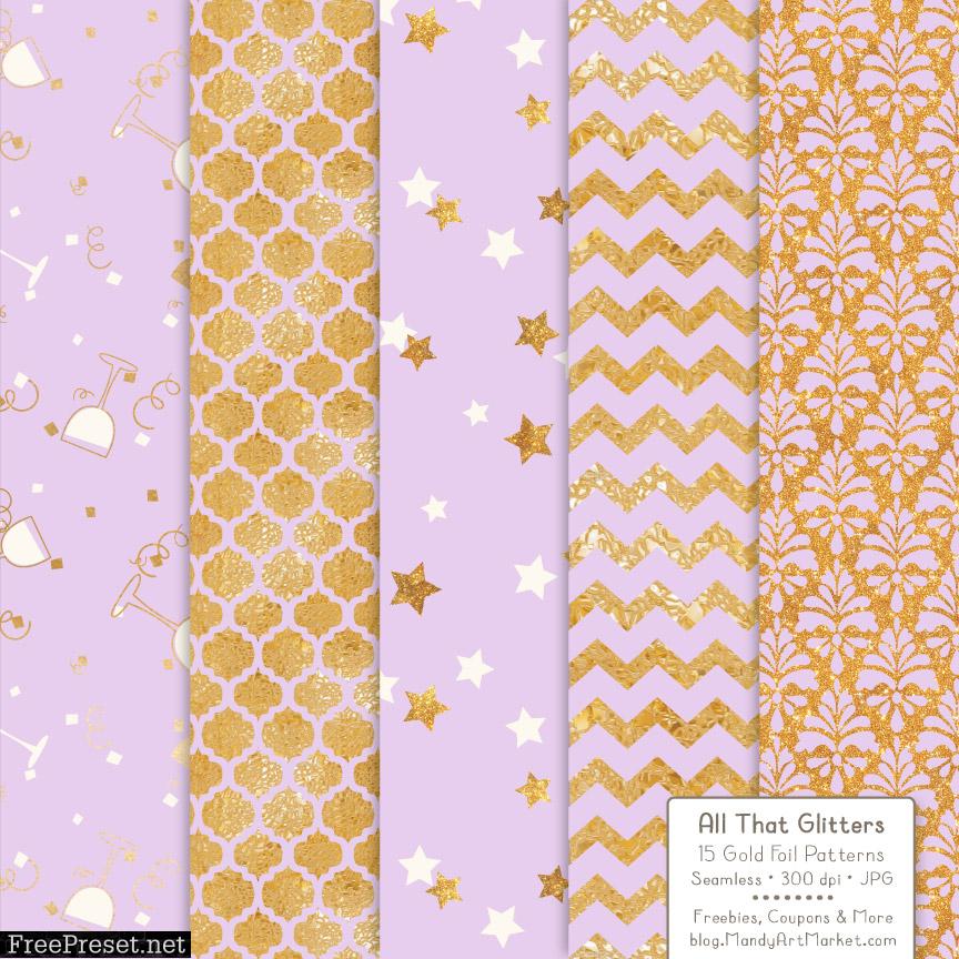 Lavender Celebrate Gold Digital Paper Set