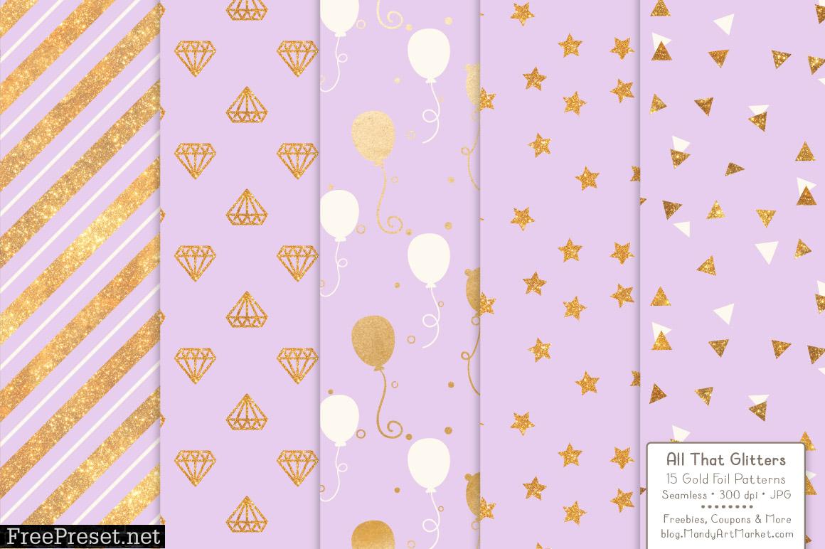 Lavender Celebrate Gold Digital Paper Set