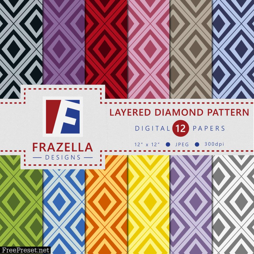 Layered Diamond Pattern Digital Paper Collection