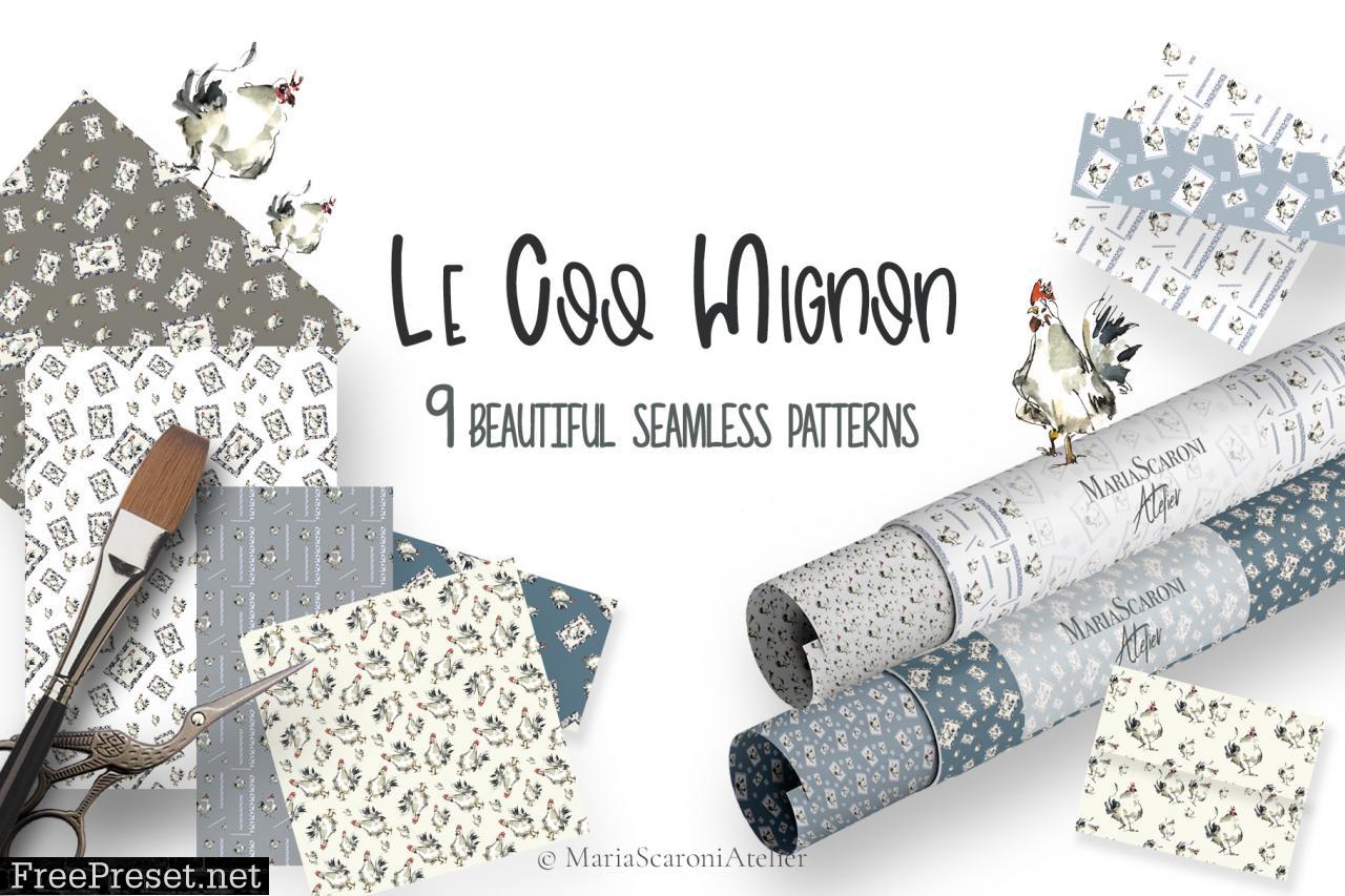 Le Coq Mignon - Watercolor Patterns