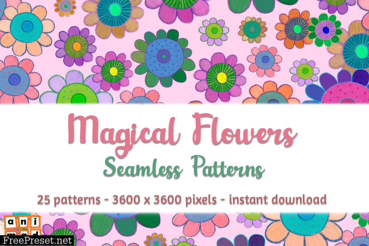 Magical Flowers Seamless Pattern