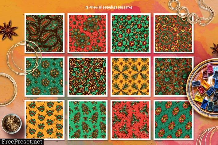 Mehndi Collection - 12 Seamless Patterns HDE4GLM