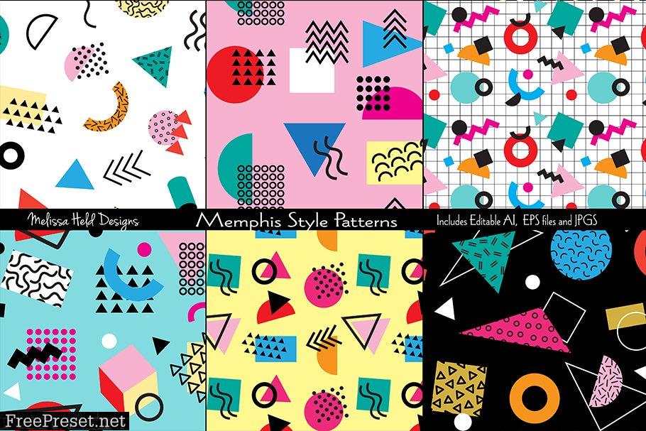 Memphis Style Seamless Patterns