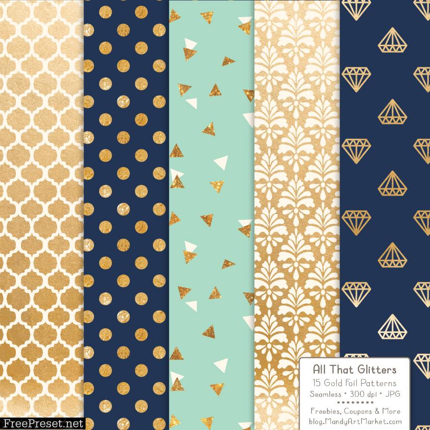 Modern Chic Celebrate Gold Digital Paper Set