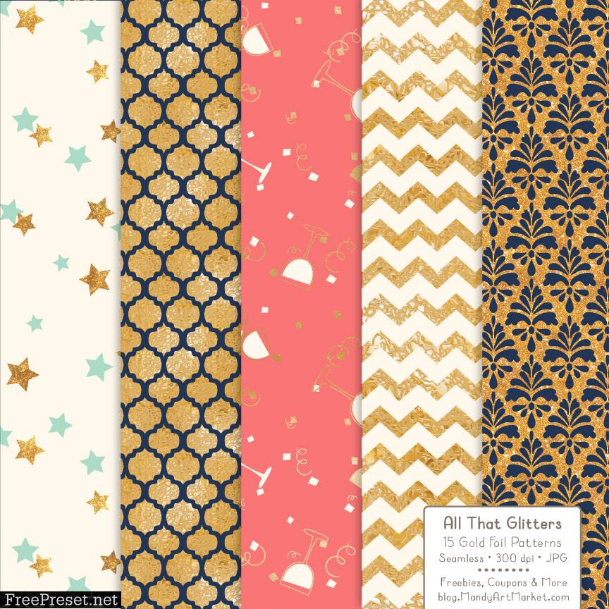 Modern Chic Celebrate Gold Digital Paper Set